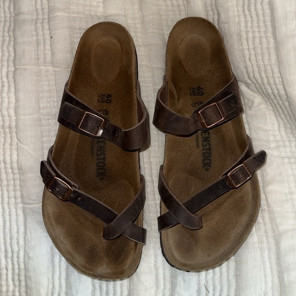 Birkenstock Dark Brown Leather Sandals - Picture 1 of 3